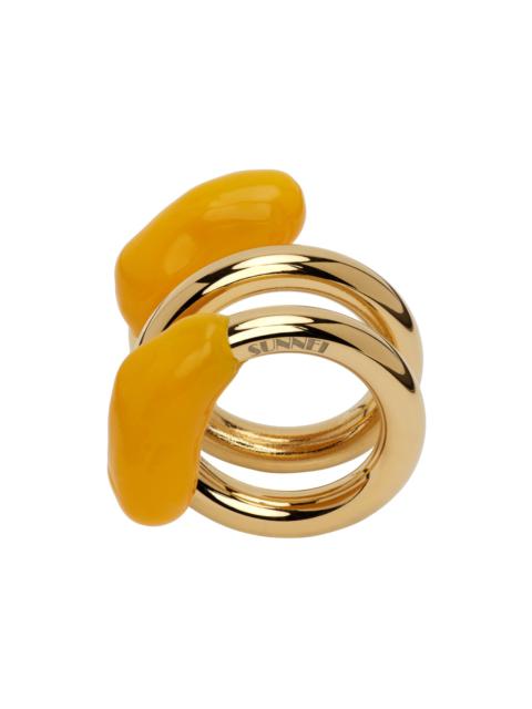 Gold & Orange Double Fusillo Ring
