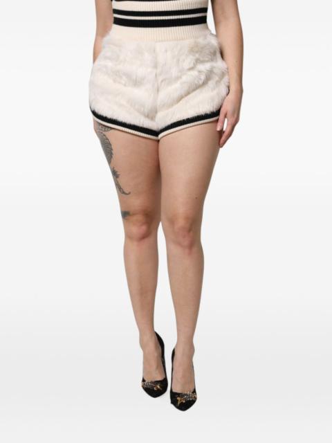 Dolce & Gabbana faux-fur striped shorts