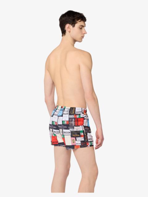 Moschino PRINTED NYLON SWIM BRIEFS