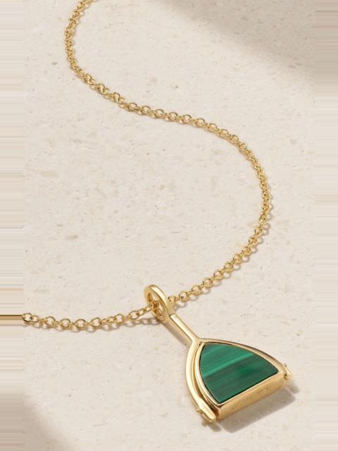 MATEO Flip 14-karat gold, malachite and diamond necklace