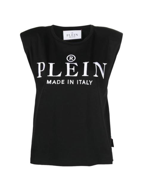 PHILIPP PLEIN embroidered-logo padded shoulder tank top