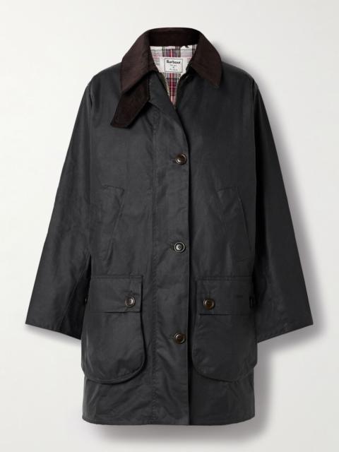 Barbour + Barbour The Edit by Alexa Loren corduroy-trimmed waxed-cotton jacket Black