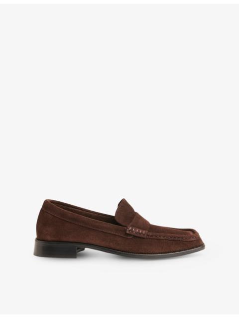 WHISTLES Mora Square-Toe Suede Loafers
