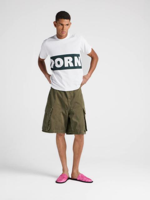 JW Anderson MENS PORN T-SHIRT IN WHITE & GREEN