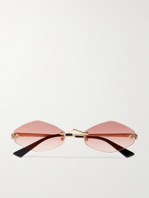 Cartier Panthère Hexagon-frame Gold-tone Sunglasses