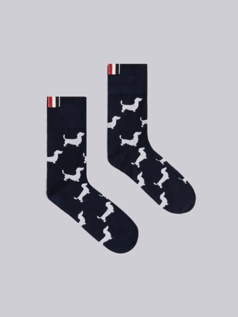 Thom Browne Navy Mercerized Cotton Hector Half Ankle Mini Crew Socks