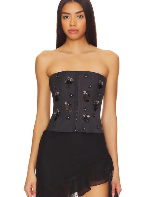 GUIZIO Embellished Satin Corset