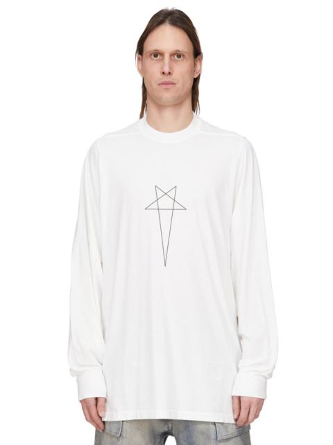 Rick Owens DRKSHDW White Crewneck T-shirt With Logo Print On The Front In Cotton Man