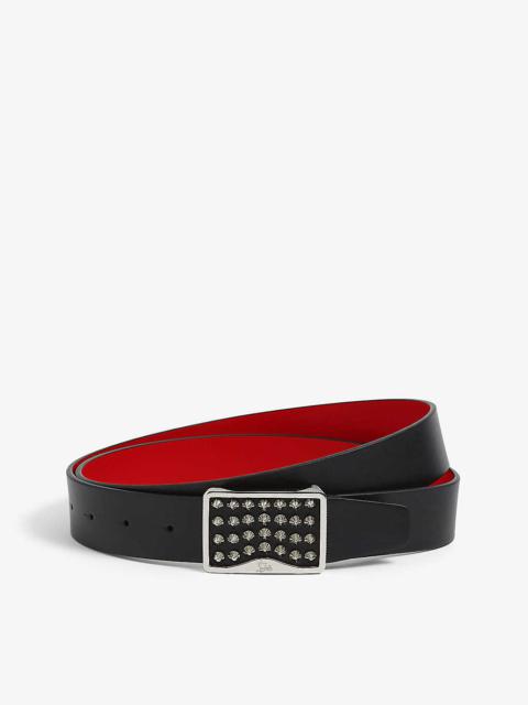 Christian Louboutin Loubi Stud-embellished Leather Belt in Red for