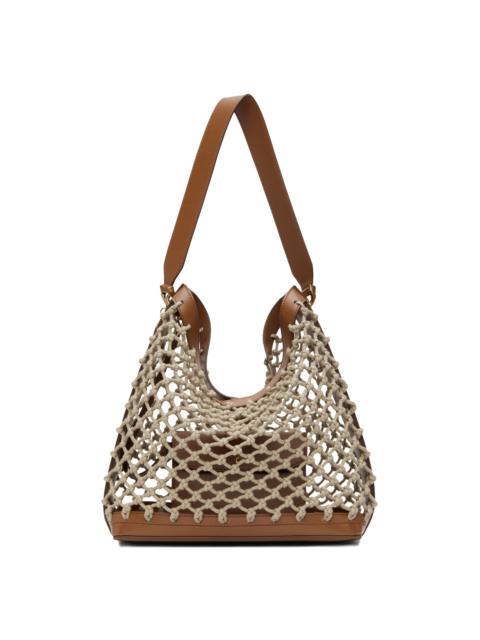Beige & Tan Knotted Mesh Tote