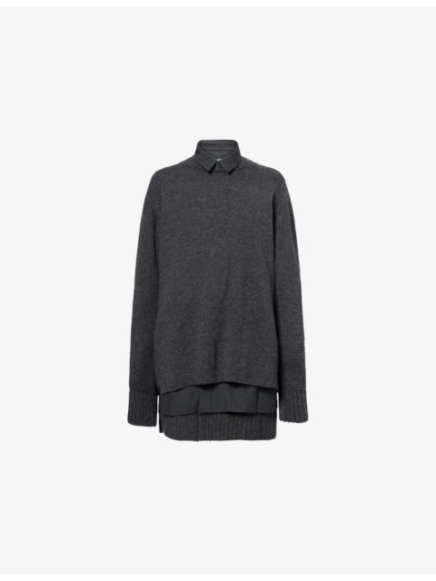 sacai Suiting Wool Knit Jumper Dress