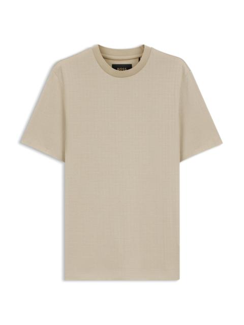 BOSS WINDOWPANE-CHECK T-SHIRT IN A COTTON-AND-SILK BLEND
