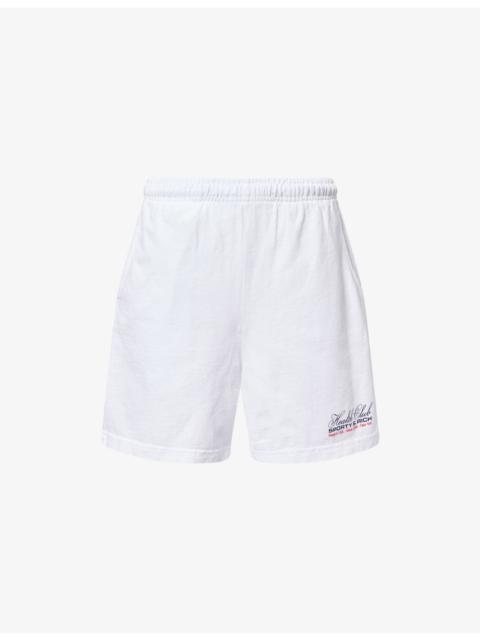 Sporty & Rich Drawstring Brand-Print Cotton-Jersey Shorts