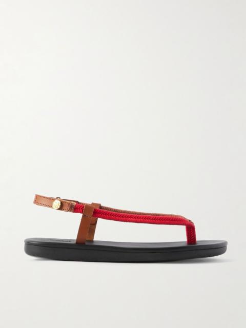 ANCIENT GREEK SANDALS Zoi leather-trimmed braided cord sandals Red