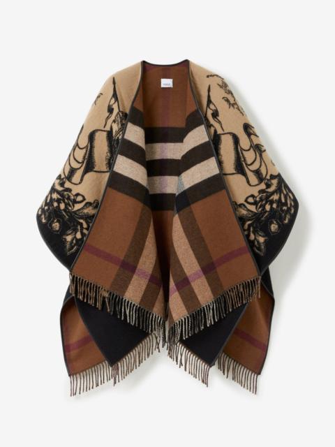【送料&関税込】Burberry Cape Reversible Check Wool Cashmere Cape in Black | Burberry