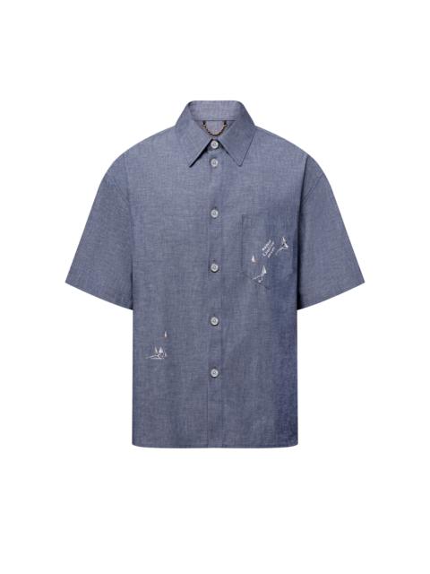 Louis Vuitton Embroidered Chambray Short-Sleeved Shirt