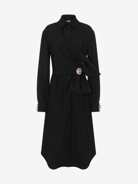 Moschino JEWEL FLOWER ENVERS SATIN DRESS