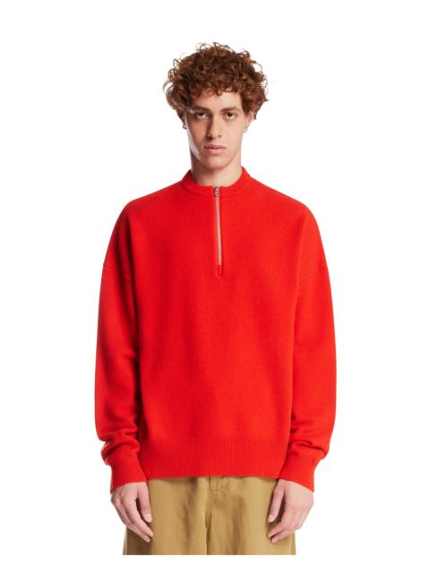extreme cashmere Red Zip Crew Neck Sweater