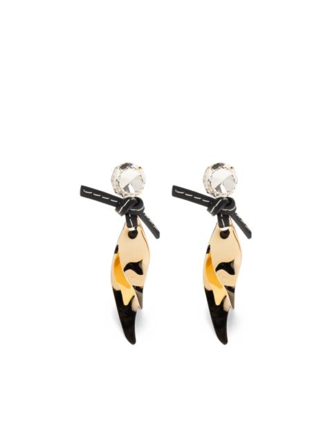 Marni leaf-shaped crystal-embellished earrings