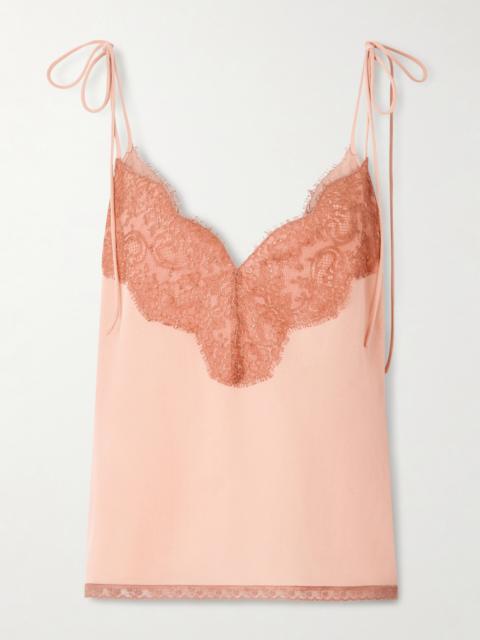 Valentino Lace-trimmed Silk Crepe De Chine Camisole