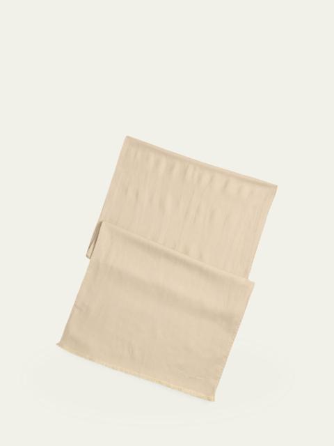 Ralph Lauren Men's Linen Fringe-Trim Embroidered Logo Scarf