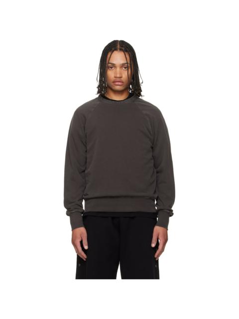 LES TIEN Gray French Terry Binded Neck Raglan Sweatshirt