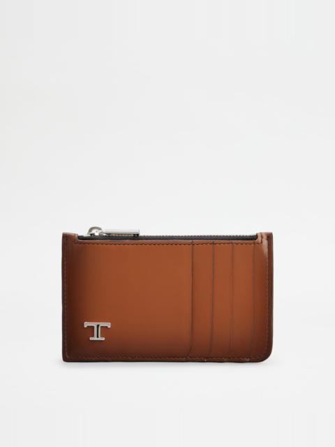 Tod's CREDIT CARD HOLDER IN LEATHER - BROWN