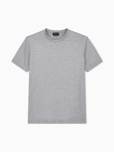 GIORGIO ARMANI Plain-knit jersey T-shirt in a silk-and-cotton blend