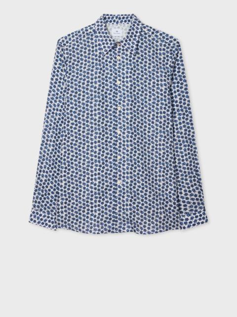 Paul Smith White and Navy 'Zine Floral' Print Shirt