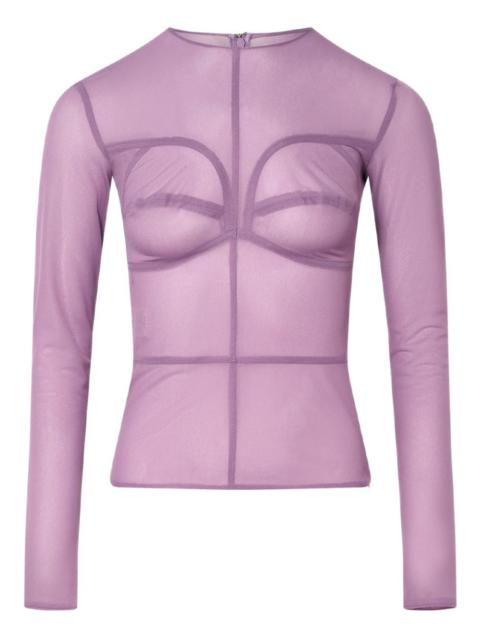 pushBUTTON panelled-design long-sleeves blouse