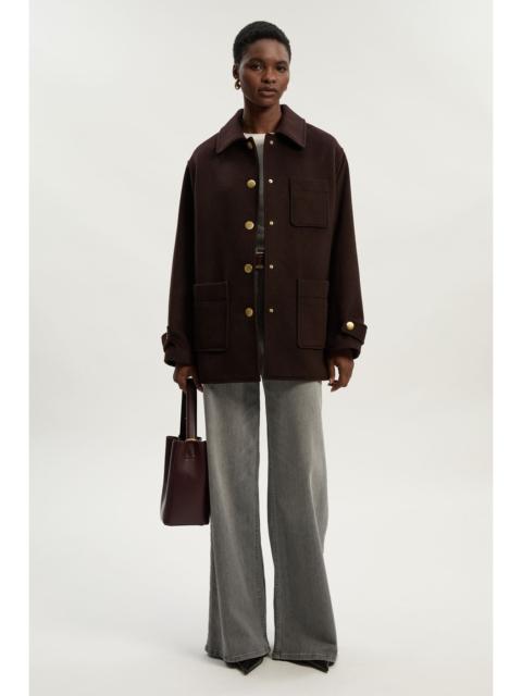 KAREN MILLEN Brushed Wool Patch Pocket Tailored Medium Coat