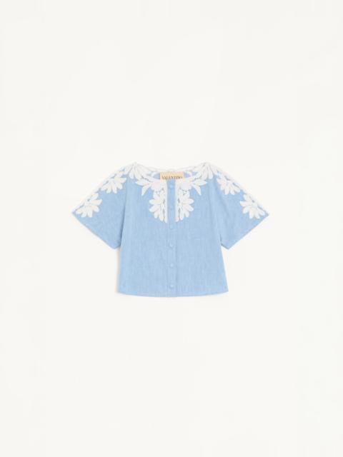 Valentino LIGHT BLUE EMBROIDERED DENIM SHIRT