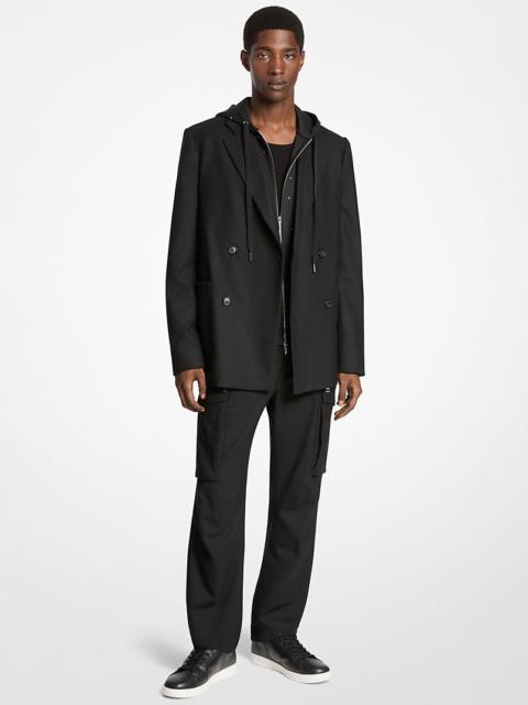 MICHAEL KORS Stretch Wool Flannel Double-Breasted Blazer