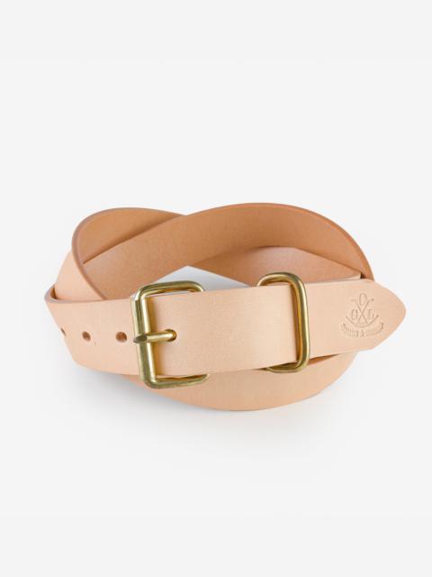 Iron Heart OGL-BELT-ROLL-NAT OGL Single Prong Brass Roller Buckle Leather Belt - Natural
