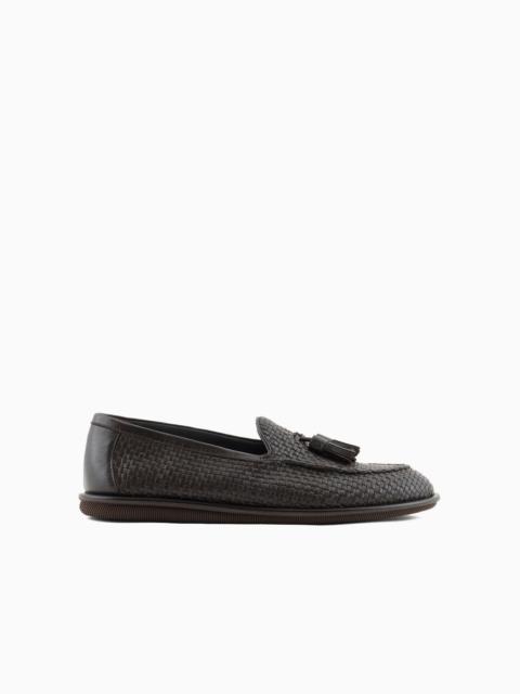 Woven nappa leather loafers with tassels