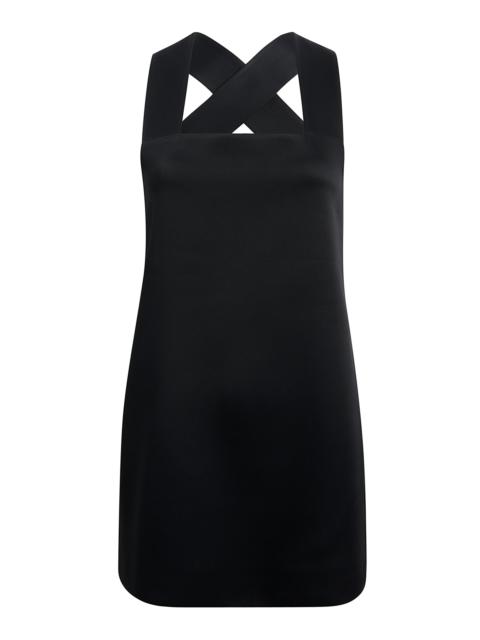 KHAITE Mella Cross-Back Crepe-Satin Mini Dress black