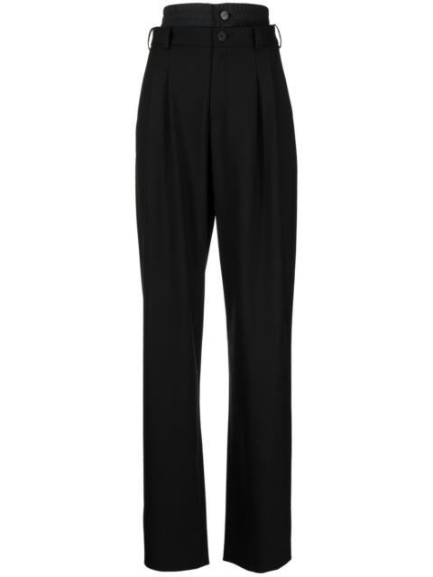 double-waist straight-leg trousers