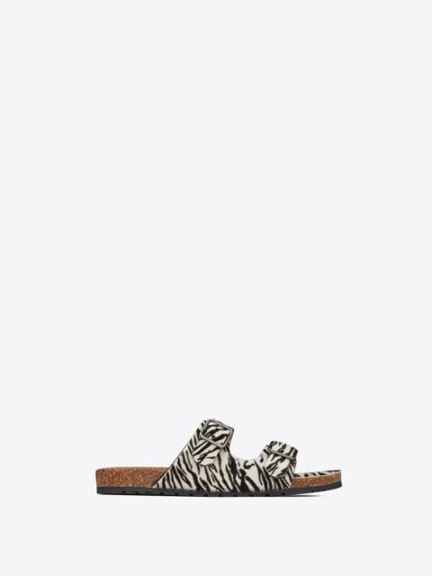 SAINT LAURENT jimmy flat sandals in tiger-print pony-effect leather
