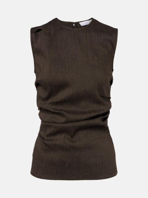 Proenza Schouler Anoushka draped linen-blend slub top