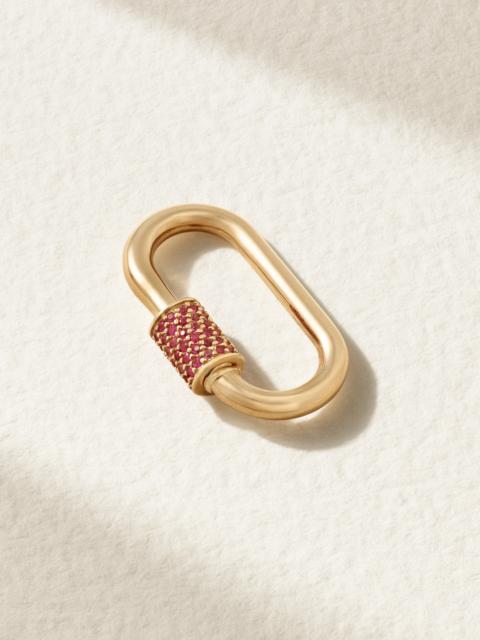 MARLA AARON Stoned Medium Lock 14-karat Gold Sapphire Pendant