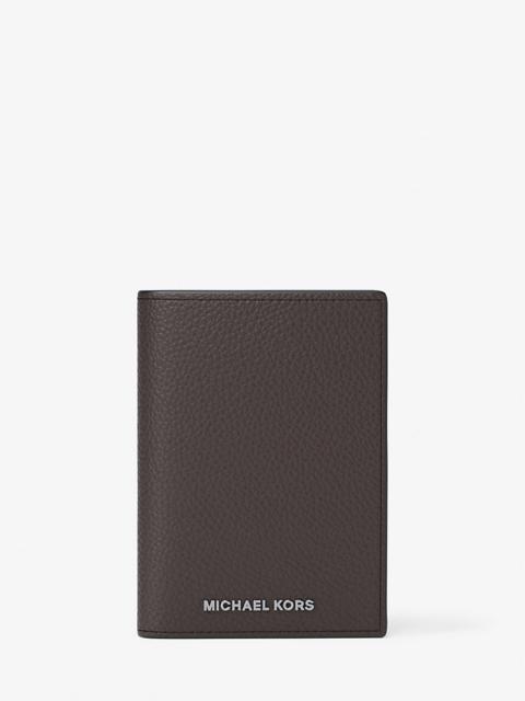 MICHAEL KORS Hudson Pebbled Leather Folio Card Case