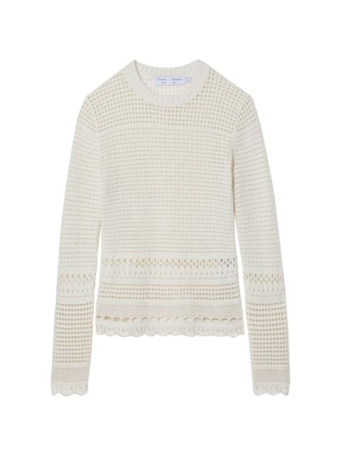 pointelle-knit long-sleeved top
