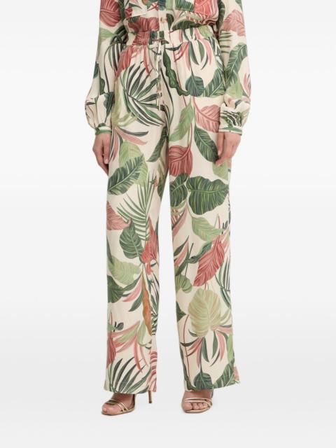 GUESS USA leaf-print wide-leg trousers