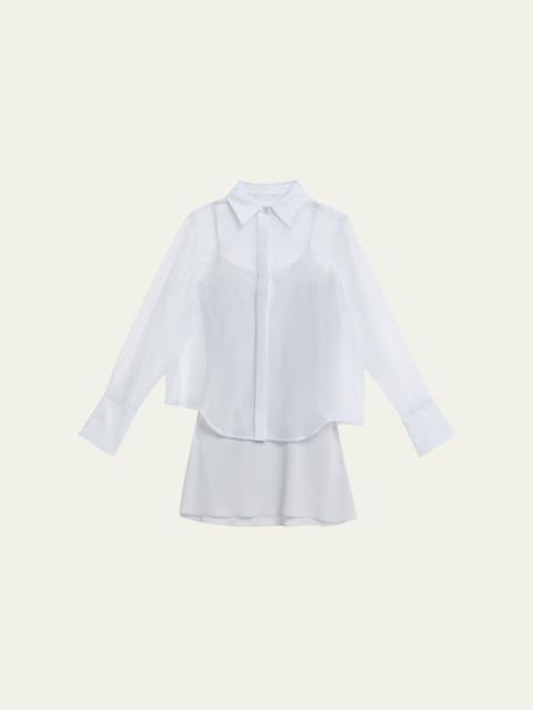 SIMKHAI Loen Long-Sleeve Organza Shirt