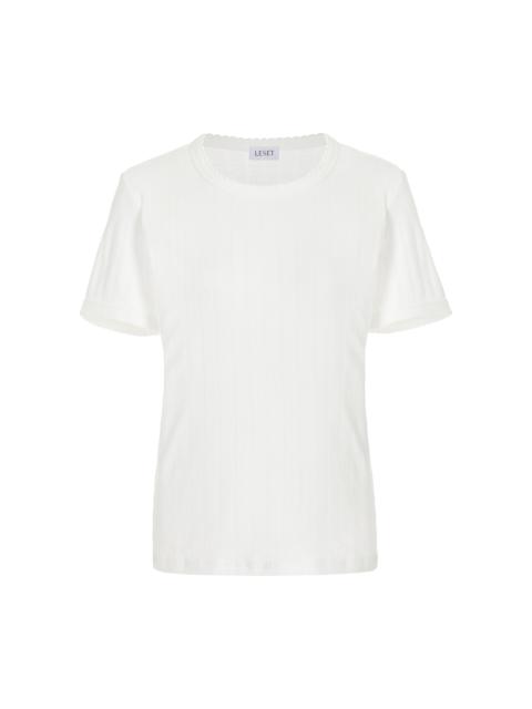 LESET Pointelle-Knit Cotton T-Shirt white