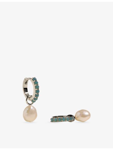 ASTRID & MIYU Opal Pearl Charm Rhodium-Plated Sterling Silver Huggies