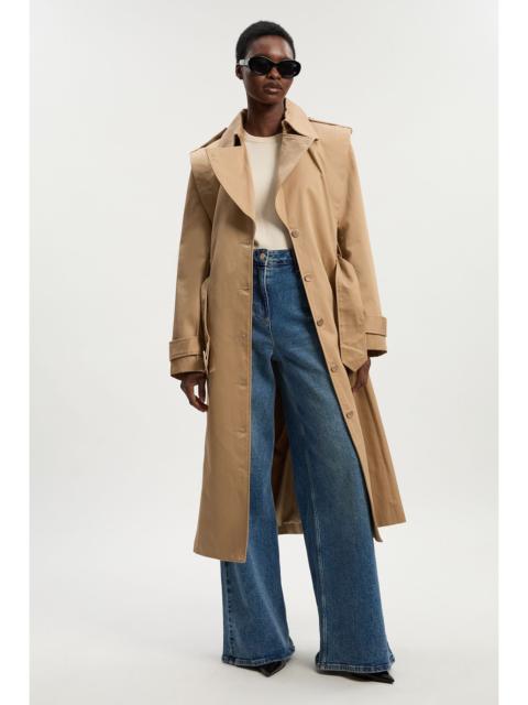 KAREN MILLEN Strong Shoulder Belted Midi Trench Coat