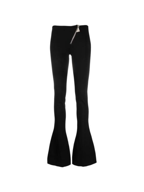 zip-embellished flared trousers