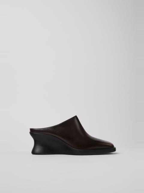 CAMPER Louise Brown Leather Semi-Open Shoes for Women.