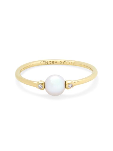 KENDRA SCOTT Cathleen 14k Yellow Gold Band Ring Freshwater Cultured Pearl